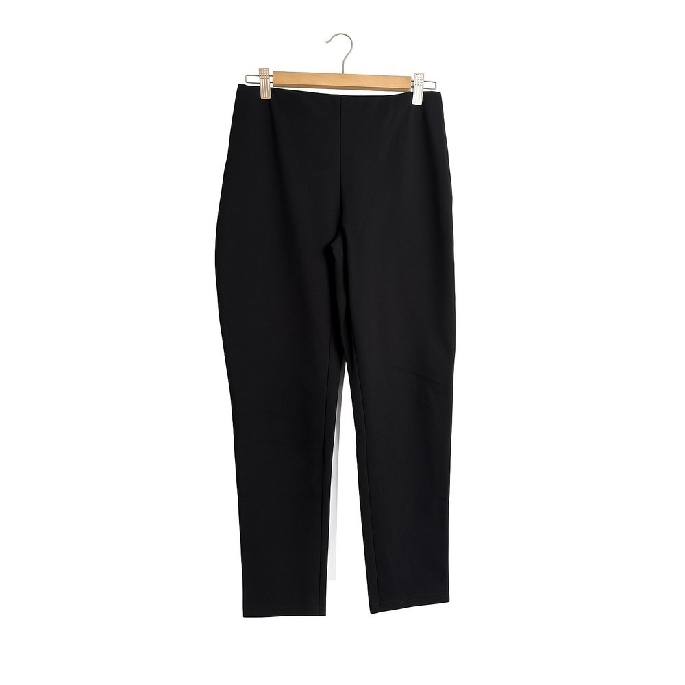 Calvin Klein Pull-On Career Pants Size 12 Black Tapered Stretch Office Slacks
